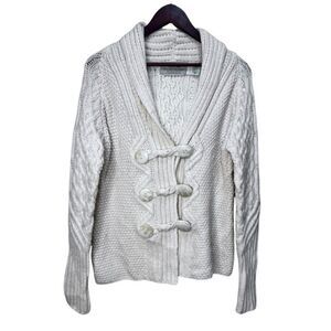 Aran Cream Cable Knit Cardigan Sweater Size Medium